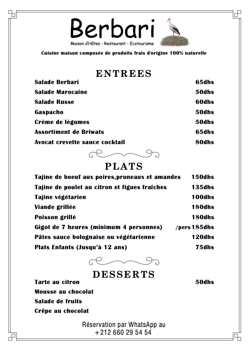 Menu Berbari FR